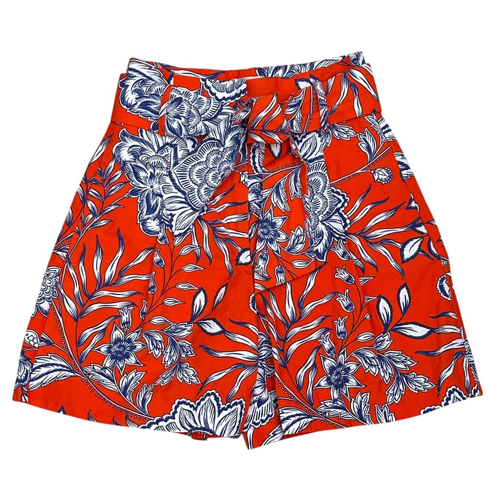 Tyler Boe Conner Linen-Blend Shorts Floral Print Tie front Details sz 0